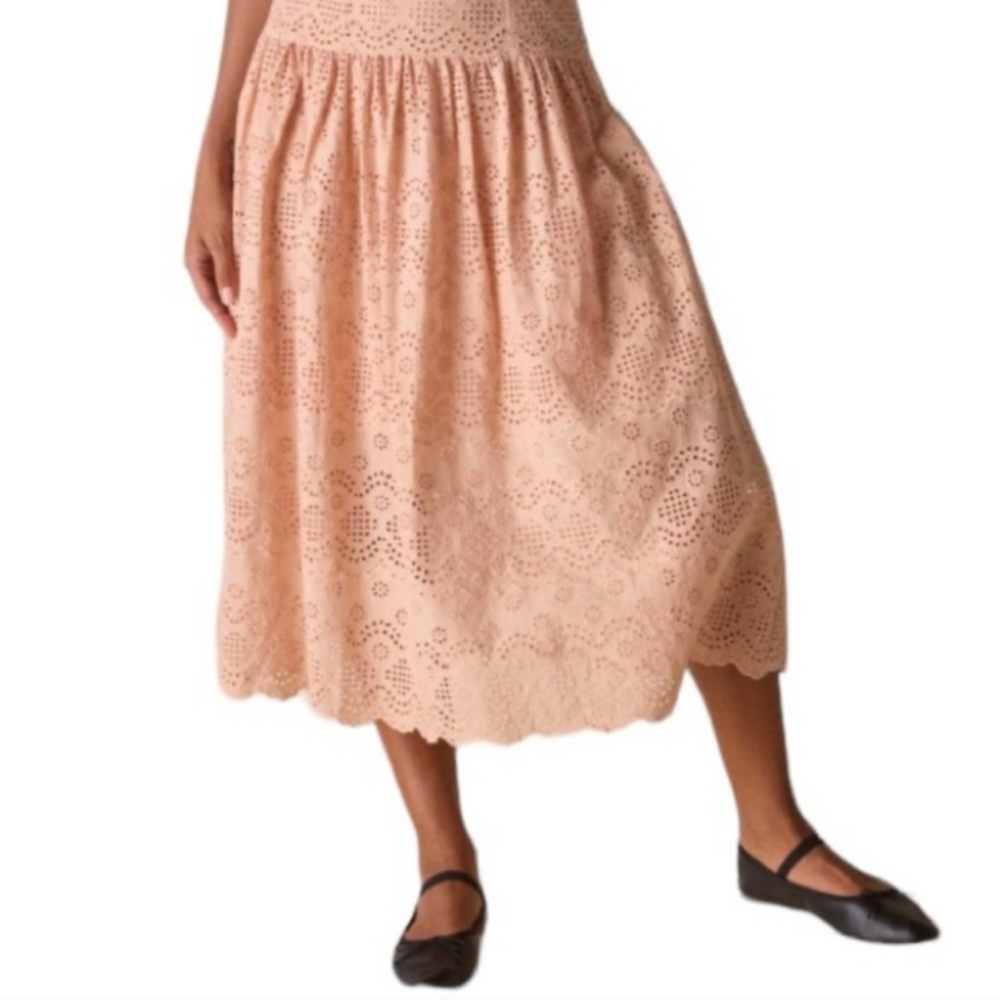 NWT St. Roche Benedict Dress in Tan Eyelet Convertible Straps Midi Dress - Picture 9 of 11